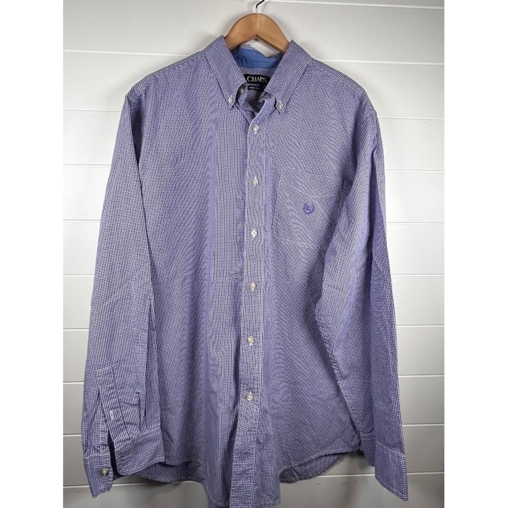 Chaps Mens Easy Care Gingham Button Down Shirt Long Sleeve XLT Tall